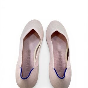 Rothy's Blush Pink Knit Slip-On Flats with Navy Trim Size 9.5